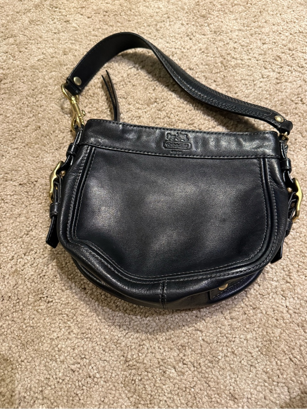 Coach Vintage Y2K Zoe Leather Mini Hobo Shoulder Bag Pochette 41864 Black